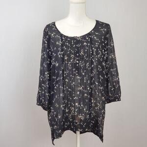 Philosophy Black Floral Sheer Blouse